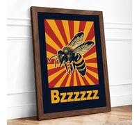 Buzzworthy Starburst Retro Framed Wall Art Print A1 (84.1×59.4cm) Walnut, Wall Decor for Living Room, Bedroom, Office & Home, Ready to Hang, Art Gift