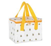 Buzzworthy White & Yellow Bee Print Insulated Lunch Bag - 15cm x 20.5cm (1 Pc.) - Made of 40% Recycled Plastic, Adorable Design for Fresh and Safe Meals All Day