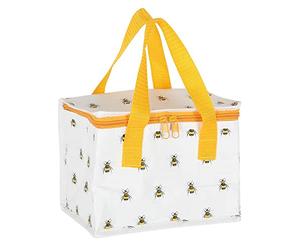 Buzzworthy White & Yellow Bee Print Insulated Lunch Bag - 15cm x 20.5cm (1 Pc.) - Made of 40% Recycled Plastic, Adorable Design for Fresh and Safe Meals All Day