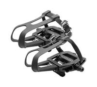 BV Bike Pedals Look Delta/Shimano SPD Compatible 9/16'' with Toe Clips - Peloton Pedals for Regular Shoes - Toe Cages Exercise Bike Pedals - Universal Fit Bicycle Pedal