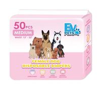 BV Pets Female Dog Disposable Diapers - Super Absorbent, Leak Proof, Wetness Indicator - Medium (Waist: 13" - 22"), 50 Count