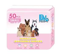 BV Pets Female Dog Disposable Diapers - Super Absorbent, Leak Proof, Wetness Indicator - Small (Waist: 10" - 17"), 50 Count