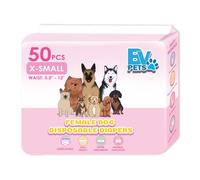 BV Pets Female Dog Disposable Diapers - Super Absorbent, Leak Proof, Wetness Indicator - X-Small (Waist: 5.5" - 12"), 50 Count