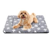 BVAGSS Memory Foam Dog Bed, Washable Crate Pad, Anti-Slip Dog Mat, Warm Cushion for Small Medium Dogs, Soft Pet Sleeping Mattress Kennel Bed Pad XH083 (75x50cm,White Star)