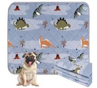 BVAGSS Washable Pee Pads for Dogs, 2 Pack Reusable Leakproof Puppy Wee Wee Pad, Non-Slip Waterproof Pet Training Pads, Super Absorbent Whelping Pads XH081 (Grey Dinosaur, 90x60cm)