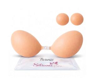 Bvanzo Women's Invisible Strapless Bra, Reusable Sticky Bra Skin-Friendly Stick on Push Up Bra Adhesive Bra for Party, Bar, Wedding, Beach, and Everyday Wearing Backless Bra for Women
