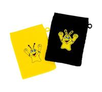 BVB Children's Face Cloth with Emma Mascot, Set of 2, Black/Yellow, 100% Cotton