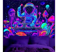 BVBOX Astronaut Space Blacklight Tapestry 79"x59", UV Reactive Astronaut DJ Universe Galaxy Planet Glow in Dark Music Tapestries, Black Light Neon Upright Poster Wall Hanging Backdrop Decor for