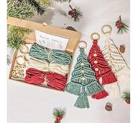 BVCED Macrame DIY Kit, 3 Set Christmas Macrame Woven Tree DIY Kit for Beginners, Christmas Tree Ornaments, Holiday Wall Hanging Decor