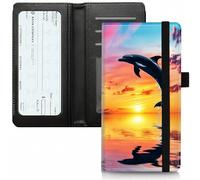 BVCLKJPOI Checkbook Cover for Women & Men, RFID Check book Cover Faux Leather Checkbook Cover for Duplicate Checks & Credit Cards, with Pen Holder Checkbook Cover for Personal Checkbook, A1, Ocean