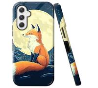 BVCLKJPOI Double Layer Case for Samsung Galaxy S25 FE 5G 6.7", Slim Shockproof Hard Phone Protective Cover for Men & Women, Hybrid TPU+PC Anti-Scratch Protective Durable Phone Case, Fox Full Moon