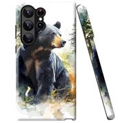 BVCLKJPOI Double Layer Case for Samsung Galaxy S25 Ultra 6.9", Slim Shockproof Hard Phone Protective Cover for Men & Women, Hybrid TPU+PC Anti-Scratch Protective Durable Phone Case, Black Bear Nature