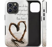 BVCLKJPOI Dual-Layer Shockproof Phone Case for iPhone 16 Pro Max, Hybrid Hard PC Back with Soft Silicone Bumper, Full Body Slim Fit Protective Case for iPhone 16 Pro Max 6.9 inch, Proverbs 4:23