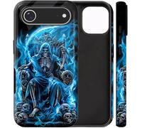 BVCLKJPOI Dual-Layer Shockproof Phone Case for iPhone Air, Hybrid Hard PC Back with Soft Silicone Bumper, Full Body Slim Fit Protective Case for iPhone 17 Air 6.5 inch, Skull Throne
