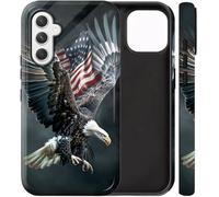 BVCLKJPOI Dual-Layer Shockproof Phone Case for Samsung Galaxy S25 5G, Hybrid Hard PC Back with Soft Silicone Bumper, Full Body Slim Fit Protective Case for Galaxy S25 5G 6.2 inch, Bald Eagle USA Flag