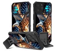 BVCLKJPOI Eagle Case for iPhone 16 Pro, Hybrid Hard PC Back with Soft TPU Shockproof Bumper, Camera Cover & Kickstand, Patriotic Design Slim Protective Case for iPhone 16 Pro 6.3 Inch