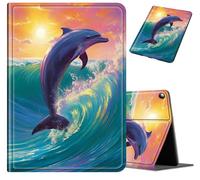 BVCLKJPOI Fire HD 8 Tablet Case 2024/2022/2020 (12th/10th Gen) - Slim PU Leather Folio Cover with Auto Wake Sleep, Strong Durable Shockproof Stand Case for Fire HD 8 Plus, Dolphin