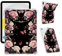 BVCLKJPOI for Fire HD 10 Transparent Case (2019/2017/2015, 9th/7th/5th Gen) 10.1", Slim Lightweight Shockproof Anti-Yellowing Clear TPU Cover for Amazon Kindle Fire HD 10 Tablet, Butterfly Rose