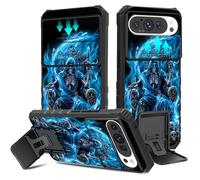 BVCLKJPOI for Google Pixel 9/Pixel 9 pro Case with Camera Cover & Kickstand, Hybrid Hard PC Back with Soft TPU Shockproof Slim Bumper Protective Case for Pixel 9/9 Pro 6.3 Inch, Skull Throne