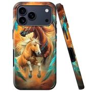 BVCLKJPOI for iPhone 17 Pro Max Case, Girl Women Boy Shockproof Dual-Layer TPU+PC Phone Cover, Anti-Scratch Slim Durable Hard Hybrid Shell for iPhone 17 Pro Max 5G 6.9", Dream Chasing Horse