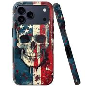 BVCLKJPOI for iPhone 17 Pro Max Case, Girl Women Boy Shockproof Dual-Layer TPU+PC Phone Cover, Anti-Scratch Slim Durable Hard Hybrid Shell for iPhone 17 Pro Max 5G 6.9", Red Flag Skull