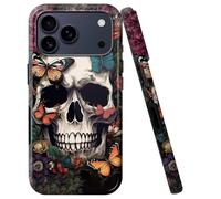 BVCLKJPOI for iPhone 17 Pro Max Case, Girl Women Boy Shockproof Dual-Layer TPU+PC Phone Cover, Anti-Scratch Slim Durable Hard Hybrid Shell for iPhone 17 Pro Max 5G 6.9", Butterfly Skull