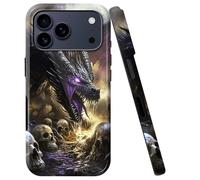 BVCLKJPOI for iPhone 17 Pro Max Case, Girl Women Boy Shockproof Dual-Layer TPU+PC Phone Cover, Anti-Scratch Slim Durable Hard Hybrid Shell for iPhone 17 Pro Max 5G 6.9", Purple Dragon Skull