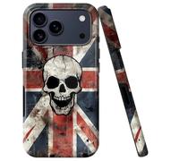 BVCLKJPOI for iPhone 17 Pro Max Case, Girl Women Boy Shockproof Dual-Layer TPU+PC Phone Cover, Anti-Scratch Slim Durable Hard Hybrid Shell for iPhone 17 Pro Max 5G 6.9", Union Jack Skull