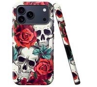 BVCLKJPOI for iPhone 17 Pro Max Case, Girl Women Boy Shockproof Dual-Layer TPU+PC Phone Cover, Anti-Scratch Slim Durable Hard Hybrid Shell for iPhone 17 Pro Max 5G 6.9", Skull Rose