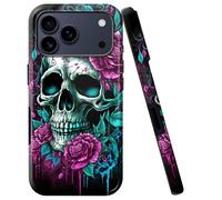 BVCLKJPOI for iPhone 17 Pro Max Case, Girl Women Boy Shockproof Dual-Layer TPU+PC Phone Cover, Anti-Scratch Slim Durable Hard Hybrid Shell for iPhone 17 Pro Max 5G 6.9", Rose Skull