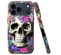 BVCLKJPOI for iPhone 17 Pro Max Case, Girl Women Boy Shockproof Dual-Layer TPU+PC Phone Cover, Anti-Scratch Slim Durable Hard Hybrid Shell for iPhone 17 Pro Max 5G 6.9", Skull Flower