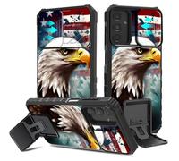 BVCLKJPOI for Samsung Galaxy S25 5G Case with Camera Cover & Kickstand, Hybrid Hard PC Back with Soft TPU Shockproof Slim Bumper Protective Case for Galaxy S25 5G 6.2 Inch, Bald Eagle