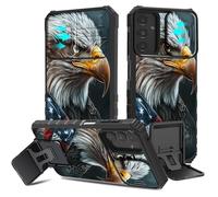 BVCLKJPOI for Samsung Galaxy S25 5G Case with Camera Cover & Kickstand, Hybrid Hard PC Back with Soft TPU Shockproof Slim Bumper Protective Case for Galaxy S25 5G 6.2 Inch, Bald Eagle American Flag