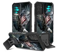 BVCLKJPOI for Samsung Galaxy S25 5G Case with Camera Cover & Kickstand, Hybrid Hard PC Back with Soft TPU Shockproof Slim Bumper Protective Case for Galaxy S25 5G 6.2 Inch, Bald Eagle USA Flag