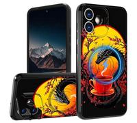 BVCLKJPOI Magnetic Case for iPhone 17 with Camera Cover Stand, Double Layer Rugged Shockproof Protective Case, Wireless Charging Compatible Case for iPhone 17 6.3 Inch, Dragon Coffee