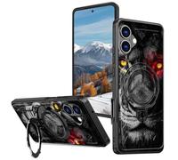 BVCLKJPOI Magnetic Compatible Case for iPhone 16 6.1", 360° Invisible Ring Stand, Anti-Drop Anti-Fingerprint Matte Finish, Hybrid PC+TPU Shockproof Phone Cover for iPhone 16, Fierce Lion