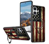 BVCLKJPOI Magnetic Compatible Case for iPhone 17 6.3", 360° Invisible Ring Stand, Anti-Drop Anti-Fingerprint Matte Finish, Hybrid PC+TPU Shockproof Phone Cover for iPhone 17, Red Flag