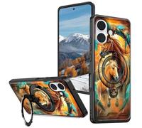 BVCLKJPOI Magnetic Compatible Case for iPhone 17 6.3", 360° Invisible Ring Stand, Anti-Drop Anti-Fingerprint Matte Finish, Hybrid PC+TPU Shockproof Phone Cover for iPhone 17, Dream Chasing Horse