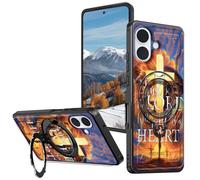 BVCLKJPOI Magnetic Compatible Case for iPhone 17 6.3", 360° Invisible Ring Stand, Anti-Drop Anti-Fingerprint Matte Finish, Hybrid PC+TPU Shockproof Phone Cover for iPhone 17, Lion and Jesus