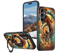 BVCLKJPOI Magnetic Compatible Case for Samsung Galaxy A15 5G/4G 6.5", 360° Invisible Ring Stand, Anti-Drop Anti-Fingerprint Matte Finish, Hybrid PC+TPU Shockproof Phone Cover, Dream Chasing Horse