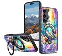 BVCLKJPOI Magnetic Compatible Case for Samsung Galaxy A15 5G/4G 6.5", 360° Invisible Ring Stand, Anti-Drop Anti-Fingerprint Matte Finish, Hybrid PC+TPU Shockproof Phone Cover, Rainbow Turtle