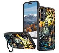BVCLKJPOI Magnetic Compatible Case for Samsung Galaxy A26 5G 6.7", 360° Invisible Ring Stand, Anti-Drop Anti-Fingerprint Matte Finish, Hybrid PC+TPU Shockproof Phone Cover, Stained Glass Rider
