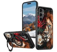 BVCLKJPOI Magnetic Compatible Case for Samsung Galaxy A56 5G 6.7", 360° Invisible Ring Stand, Anti-Drop Anti-Fingerprint Matte Finish, Hybrid PC+TPU Shockproof Phone Cover, Lion Roses