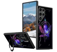 BVCLKJPOI Magnetic Compatible Case for Samsung Galaxy S23 Ultra 6.8", 360° Invisible Ring Stand, Anti-Drop Anti-Fingerprint Matte Finish, Hybrid PC+TPU Shockproof Phone Cover, Maple Leaf