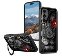 BVCLKJPOI Magnetic Compatible Case for Samsung Galaxy S25 Plus 6.7", 360° Invisible Ring Stand, Anti-Drop Anti-Fingerprint Matte Finish, Hybrid PC+TPU Shockproof Phone Cover, Fierce Lion