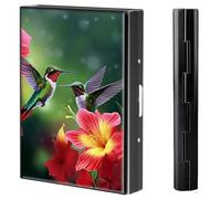 BVCLKJPOI Metal Credit Card Holder Wallet, 6 Card Slots RFID Blocking Stainless Steel Wallet, Slim Metal Credit Card Wallet, with Reliable Press Button Metal Wallet for Women Men, A5, Hummingbird
