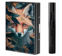 BVCLKJPOI Metal Credit Card Holder Wallet, 6 Card Slots RFID Blocking Stainless Steel Wallet, Slim Metal Credit Card Wallet, with Reliable Press Button Metal Wallet for Women Men, A6, Fox