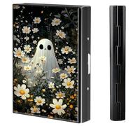 BVCLKJPOI Metal Credit Card Holder Wallet, 6 Card Slots RFID Blocking Stainless Steel Wallet, Slim Metal Credit Card Wallet, with Reliable Press Button Metal Wallet for Women Men, A13, Cute Specter