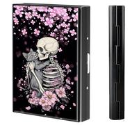 BVCLKJPOI Metal Credit Card Holder Wallet, 6 Card Slots RFID Blocking Stainless Steel Wallet, Slim Metal Credit Card Wallet, with Reliable Press Button Metal Wallet for Women Men, FBA, Cherry Blossom