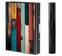 BVCLKJPOI Metal Credit Card Holder Wallet, 6 Card Slots RFID Blocking Stainless Steel Wallet, Slim Metal Credit Card Wallet, with Reliable Press Button Metal Wallet for Women Men, A6, Coloured Board